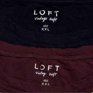 LOFT Set of Two Vintage Soft T-Shirts in Black and Maroon